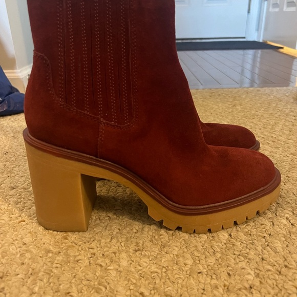 Dolce Vita Burgundy Suede Ankle Boots - Picture 1 of 2